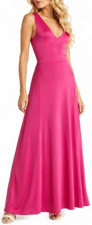 By Design Geneva V-Neck Sleeveless Maxi Dress in Fuchsia Red at Nordstrom Rack, Size X-Small