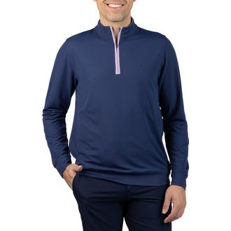Tailorbyrd Micro Grid Quarter Zip Performance Pullover in Navy at Nordstrom Rack, Size X-Large