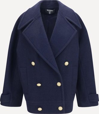 Balmain Cappotto doppiopetto in lana con bottoni Woman 36