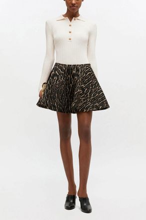 Ganni Metallic Cloque Circle Skirt - Size 34 Bronze