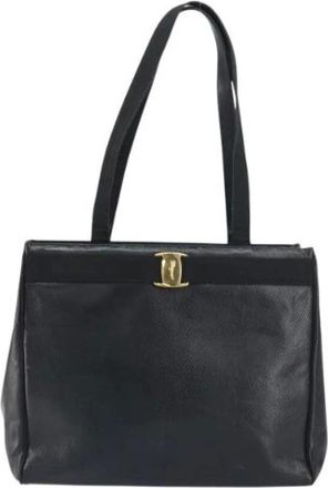 Ferragamo Pre-owned Tote Bags, female, Black, Size: ONE SIZE Pre-owned Leather Tote