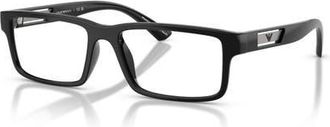 Emporio Armani 55mm Rectangle optical glasses in Black/Silver at Nordstrom