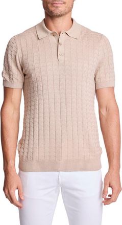 Paisley & Gray Trim Fit Zigzag Knit Polo in Sandy Oatmeal at Nordstrom Rack, Size Xxx-Large