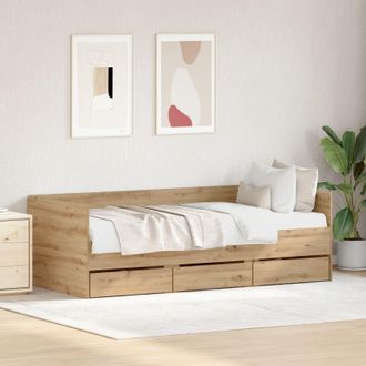 Berkfield Home Daybed Artisan oak Engineered wood 90 x 190 cm Durable Daybed in Brown