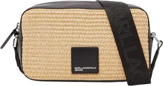 Karl Lagerfeld Borsa in rafia - Dames - Schoudertassen - Beige - ONE Size - Leer - Tassen