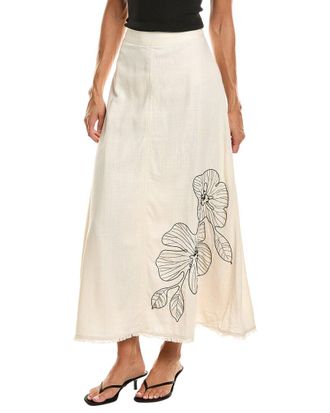 Vince Camuto Center Front Seam Linen-Blend Maxi Skirt