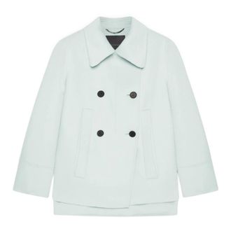 Elena Miro Jassen, Dames, Groen, 2Xl, Wol, Double Fabric Pea Coat