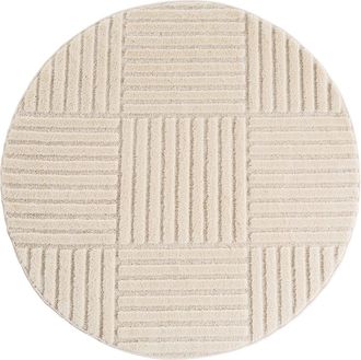 Nazar Rugs Teppich mit geometrischem Relief creme-rund D200 cm