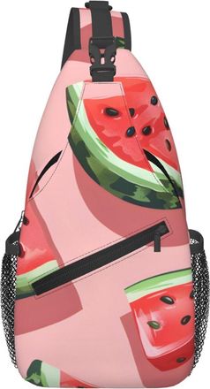 Generic Watermelon Pink Crossbody Bag Trendy Sling Bag Adjustable Daypack For Traveling Camping Shopping