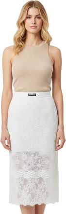 Pinko White Lace Midi Skirt