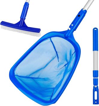 OEM Epuisette Piscine - Brosse Piscine - Poteau Telescopique Aluminium - Pour Piscine Hors Sol Enterr&eacute;e Spa Bassin Aquarium - Kit 3 En 1