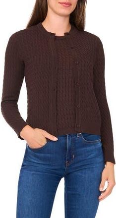 Halogen Cable Stitch Cotton Cardigan in Delicioso at Nordstrom Rack, Size Xx-Small