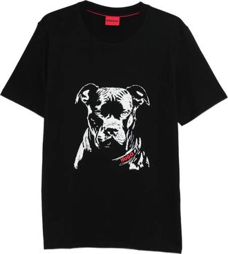 HUGO BOSS dog-graphic T-shirt - men - Cotton - S - Black