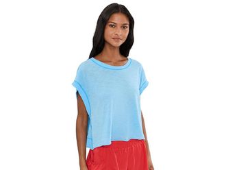 Free People Movement My Time T-Shirts Womens Clothing Bright Blue : LG (Womens 12-14), Cotton/Polyester
