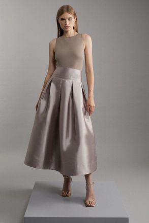 Karen Millen Womens Twill Woven Prom Maxi Skirt - Bronze - Size 10 UK