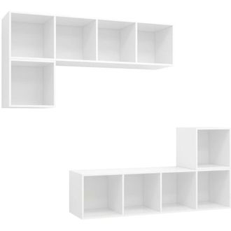 vidaXL Vidaxl - Juego De Mueble Para Tv De 4 Piezas Madera Contrachapada Blanco