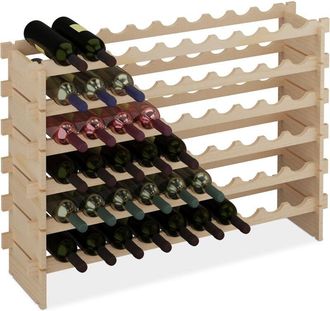 Relaxdays Relaxdays - Wine Rack, for 60 Bottles, Stackable, hwd: 73x103x25 cm, Extendable, Horizontal Storage, Pine Wood, Natural