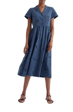 Seasalt Cornwall Fowen Embroidered Organic Cotton Shirtdress in Pressed Herbs Light Wash Dusk at Nordstrom, Size 12 Us