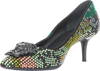 Versace Womens Lana Vergine 2015 Palazzo Camouflage Rhinestone Crystal Medusa Pump (Authentic Pre-Loved)