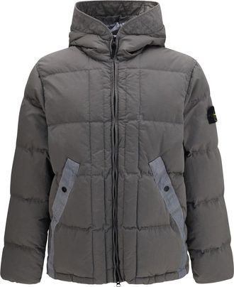 Stone Island Mens Hooded Puffer Jacket Nylon Metal Grey Outer: Polyamide