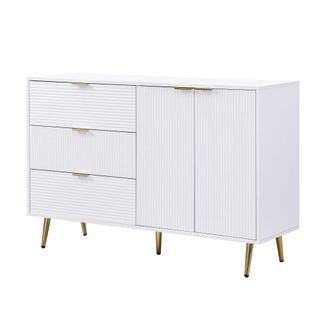 Urban Meuble Aparador blanco elegante dise&ntilde;o ondulado y detalles dorados