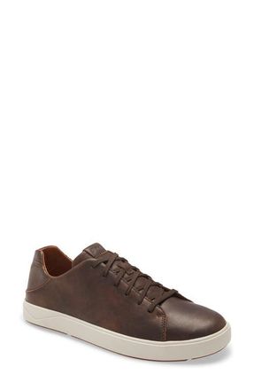Olukai Laeahi Li Ili Convertible Low Top Sneaker in Dark Wood Leather at Nordstrom, Size 8.5