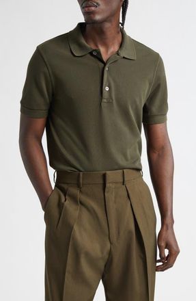 Tom Ford Lyocell & Cotton Piqu&eacute; Polo in Military Green at Nordstrom, Size 38 Us