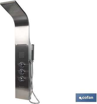 cofan Cofan - Panel De Ducha Acero Inoxidable Acabado Cepillado 4 Funciones 1.29 X 22,3 Cm