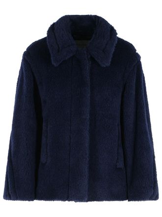 Max Mara Mxmfuggito Chaqueta Azul De Alpaca Y Lana