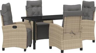 vidaXL vidaXL Garden Dining Set 5 pcs Beige Poly Rattan
