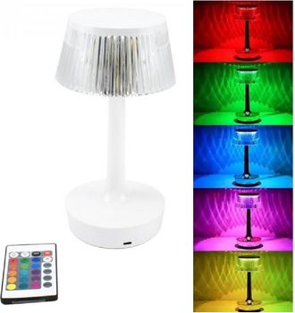 Trade Shop Trade Shop Traesio - Trade Shop - Lampada Da Tavolo In Cristallo Decorativa Con Led Rgb Touch Bianco 5v Q-tl153