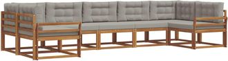 vidaXL Conjunto De Sof&aacute;s De Exterior 7 Uds. Gris Natural Y Claro Vidaxl