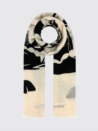 Burberry Equestrian Knight Logo Pure Wool Scarf with Fringed Hem