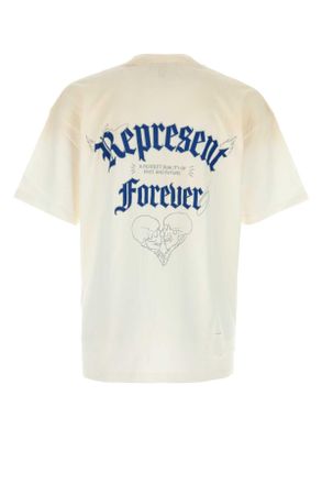 Represent Mens White Cotton T-Shirt Flatwhite Exterior Exterior: T-shirts And Polos