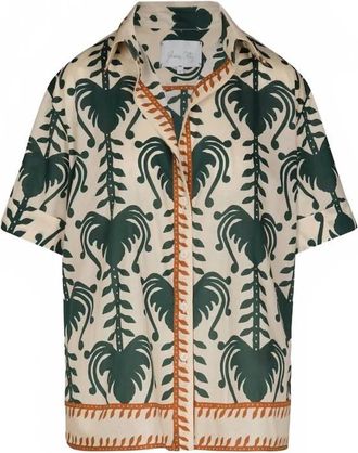 Johanna Ortiz Womens Salty Top In Ecru/green