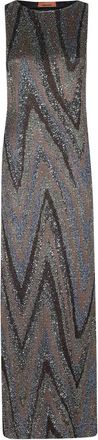 Missoni Sequin-Embellished Zigzag Knit Dress - Dames - Kleedjes - Bruin - S - Kleedjes