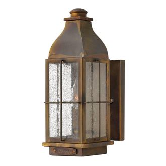 Elstead Lighting Farol de pared, lat&oacute;n y cristal, tierra de siena altura 31.8cm