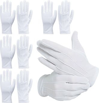 Generic 4 Pairs White Gloves Fancy Dress Stitched White Gloves for Men and Women Breathable and Soft Stitched WhiteGloves for Handling Wedding Dress Catering 