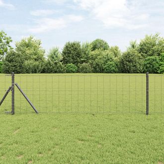 Berkfield Home Euro Fence with 13 Posts 0.8x25 m Galvanised Steel Grey in Silver