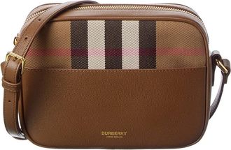 Burberry Small Check Canvas & Leather Camera Bag