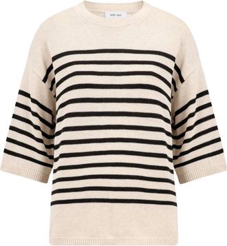Knit-ted Korte Mouw Pullover Nanda - Dames - Ronde hals truien - Beige - M - Truien & Vesten