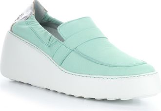 FLY London Duli Platform Wedge Loafer in 002 Mint/silver at Nordstrom Rack, Size 10Us / 40Eu