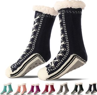 Generic Slipper Socks, Ultra-Thick Cute Slipper Home Socks, Slippers And Socks With Reinforced Anti-Slip Silicone Strips (Black, One Size, Adult, Women, One S