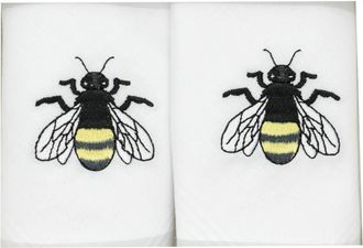 Generic Dalaco Mens Bee Embroidered Cotton Handkerchiefs - White/Yellow/Black