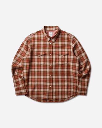 Visvim Men s Meridian Check Longsleeve Shirt Red