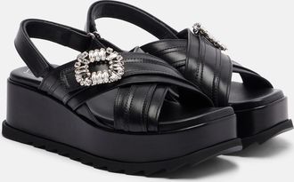 Roger Vivier Strass Buckle leather platform sandals