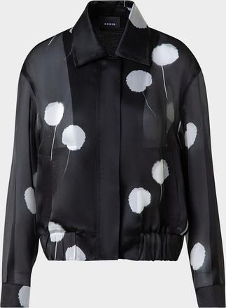 Akris Wanda Windflower-Print Silk Crepe Blouson Jacket