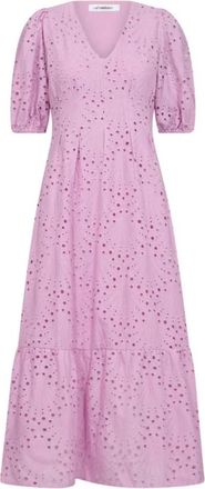Co'Couture Orchid Anglaise Plooi Jurk - Dames - Casual kleedjes - Roze - XS - Kleedjes