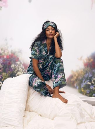 Miiyu Womens Impressionist satin pyjama set A Tribute to Claude Monet Collection