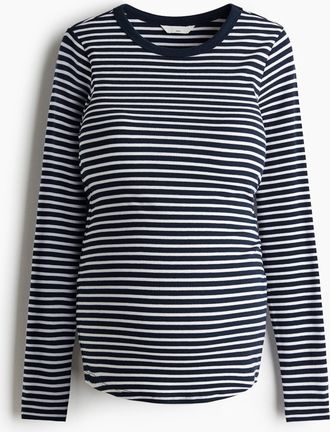 H&M MAMA Geripptes Jerseyshirt - Marineblau/Weiss Gestreift
